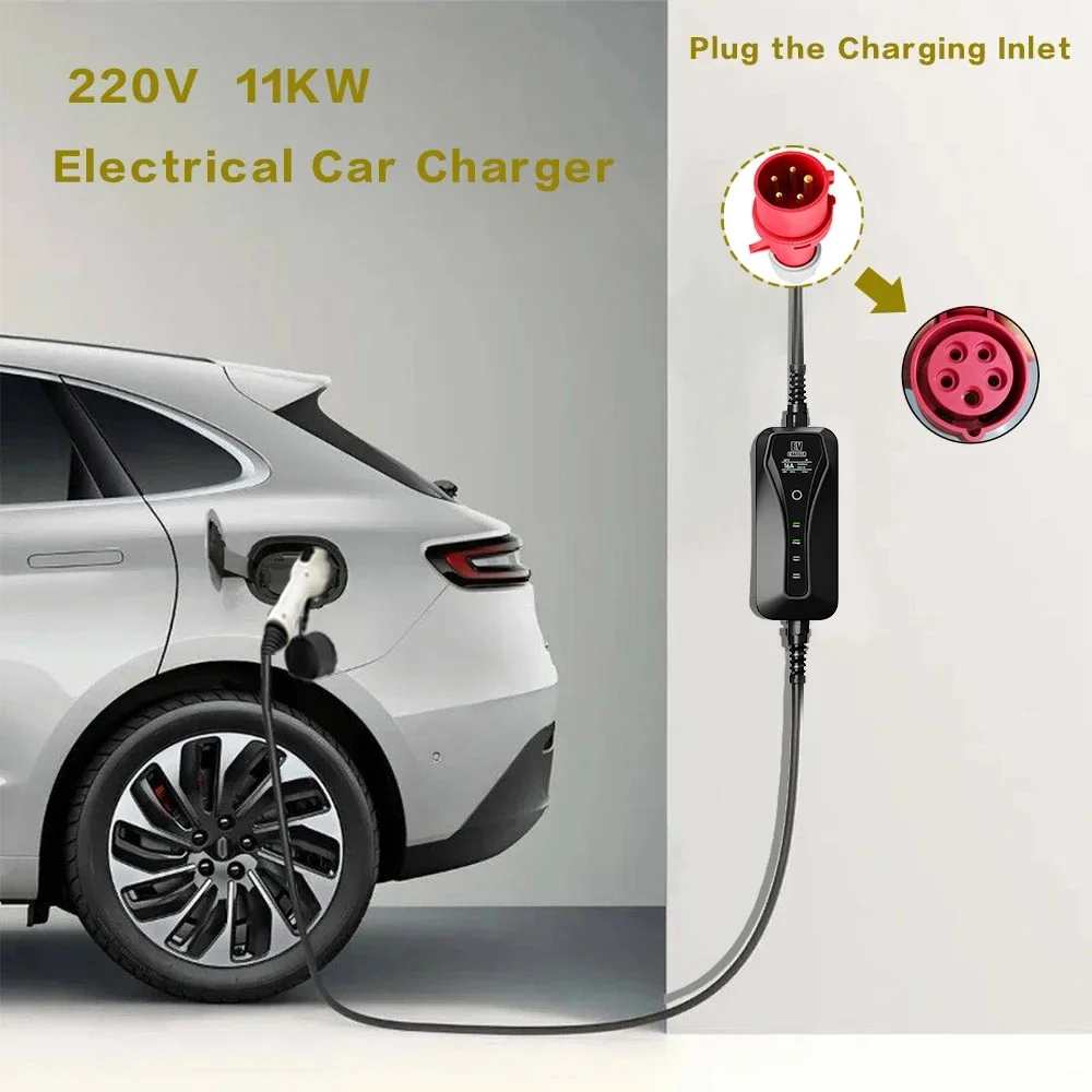 11KW 16A Portable EV Charger T - Type 2 Portable Ev Charger 11Kw Cee recension och pris