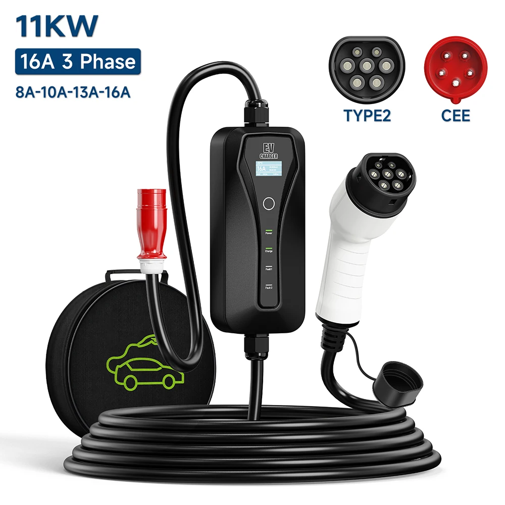 11KW 16A EV Charger Type 2 EVS - Type 2 Portable Ev Charger 11Kw Cee recension och pris