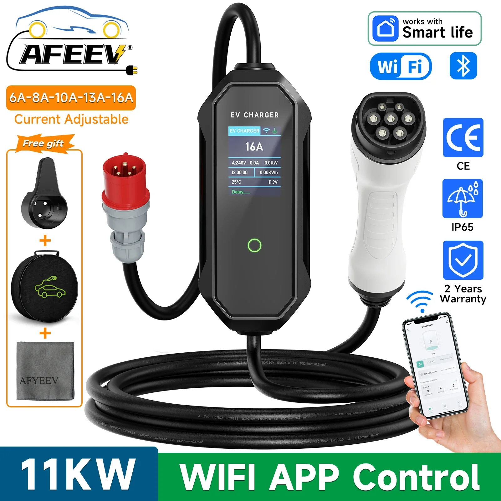AFEEV Type 2 Portable EV Charg - Type 2 Portable Ev Charger 11Kw Cee recension och pris